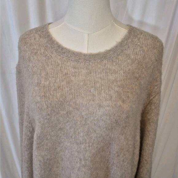 Helmut Lang Womens Camel Melange Wool Blend Brushed Crew Neck Sweater Large - Picture 5 of 8
